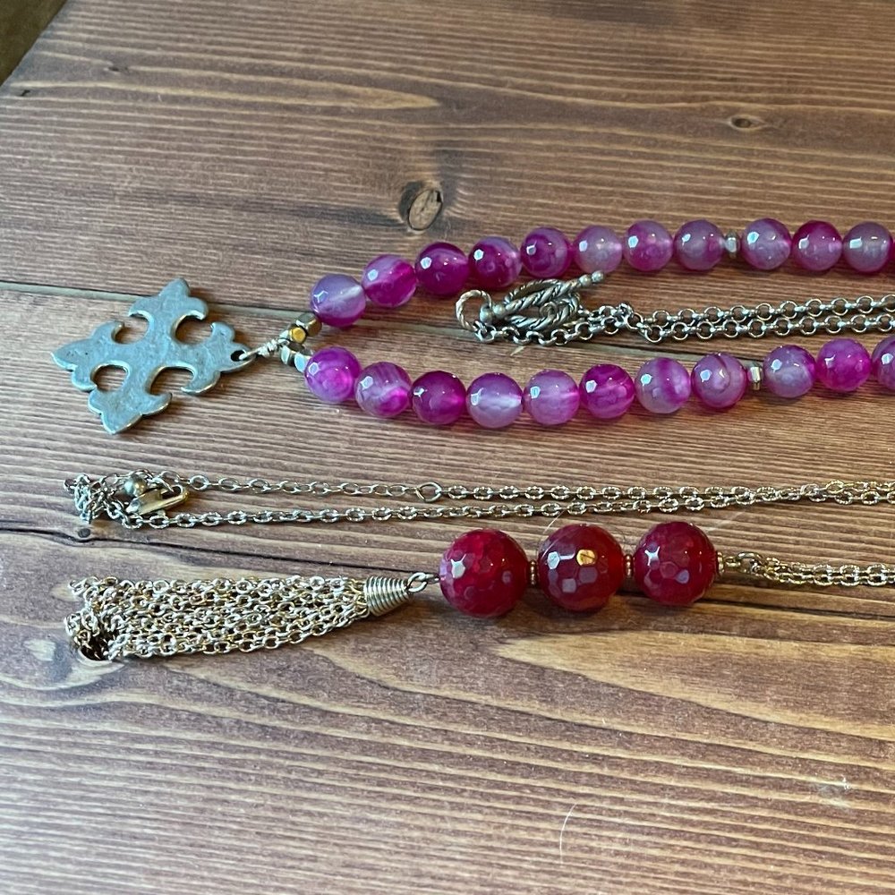 Set of 2 Pink Beaded Necklaces